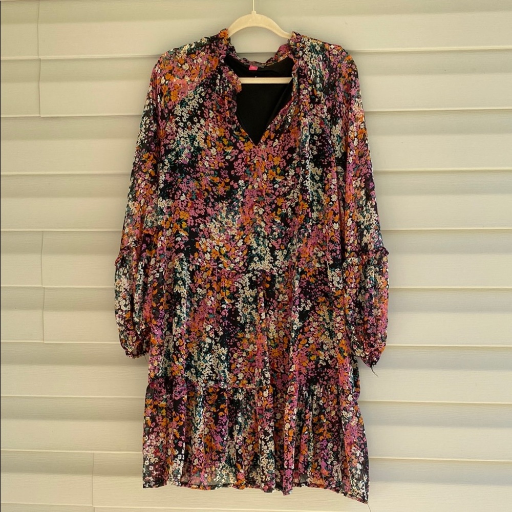 Vince Camuto Floral Multicolor Sheer Sleeve Dress XXL Plus Size 2x